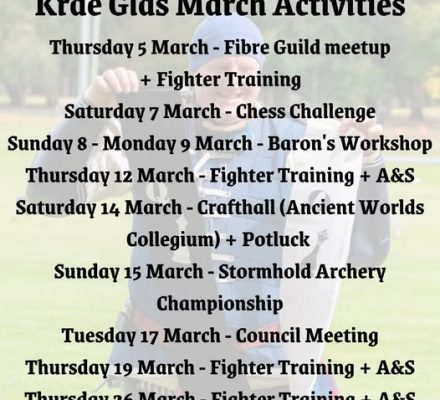 Krae Glas March 2026 Upcoming Events