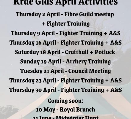 Krae Glas April 2026 Upcoming Events