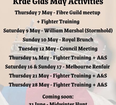 Krae Glas May 2026 Upcoming Events