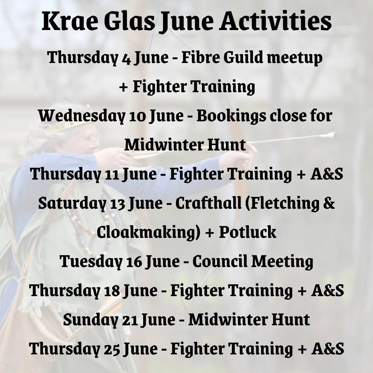 Krae Glas June 2026 Upcoming Events