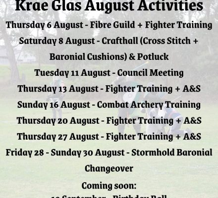 Krae Glas August 2026 Upcoming Events