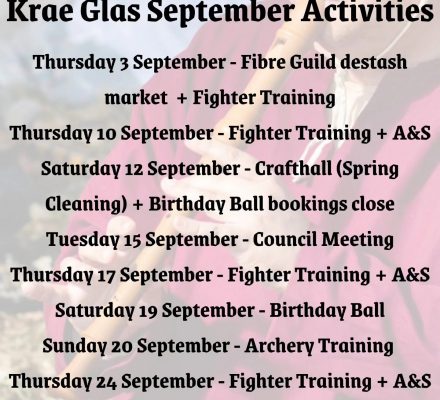 Krae Glas September 2026 Upcoming Events